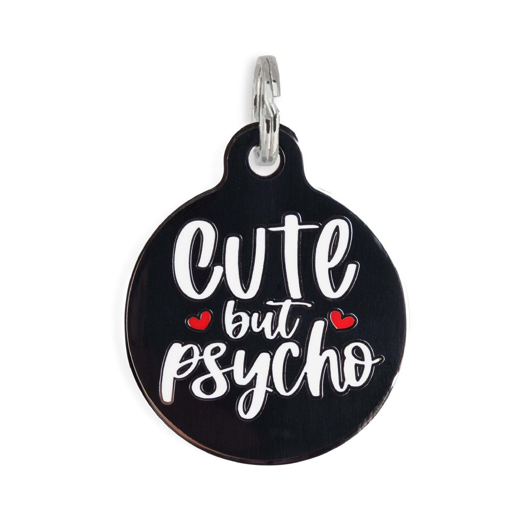Bad Tags Black Enamel Dog Tag Charm Cute but Psycho