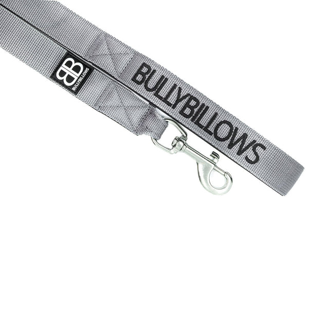 Bully Billows - Nylon Snap Hook Dog Lead - Indestructibone Gray - Bulletproof Pet Products Inc