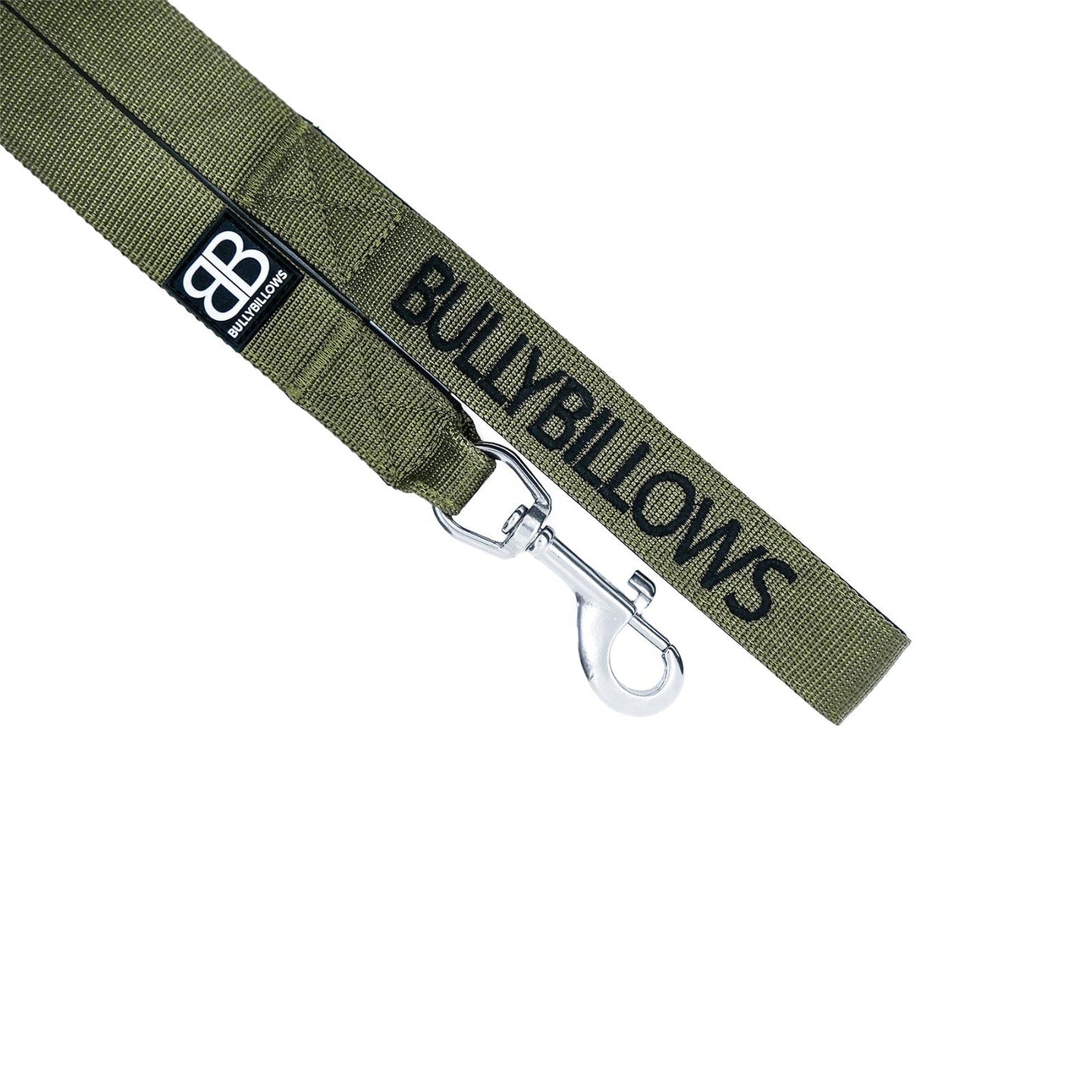 Bully Billows - Nylon Snap Hook Dog Lead - Khaki Green - Bulletproof Pet Products Inc