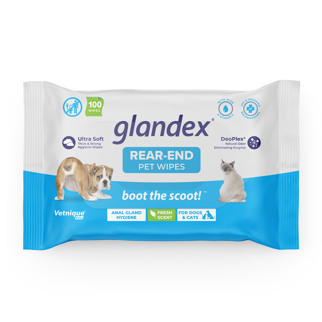 Glandex Anal Gland Hygienic Pet Wipes 100 Fresh Scented Wipes