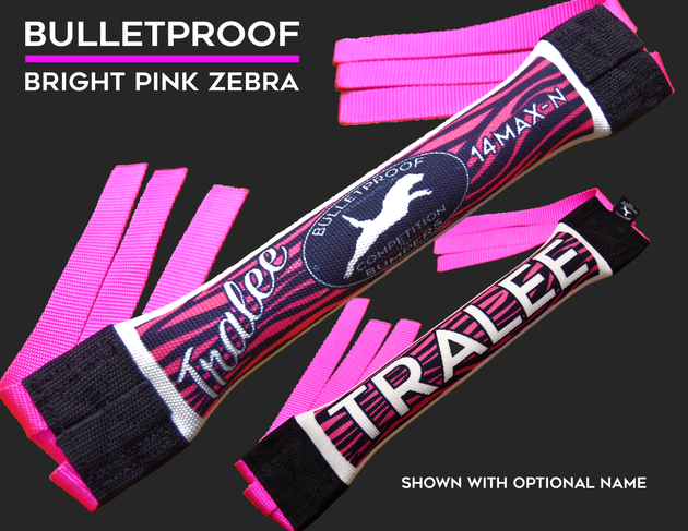 Dock Diving Bumper Tug - Competition Weighted -Pink Zebra - Bulletproof Pet Products Inc