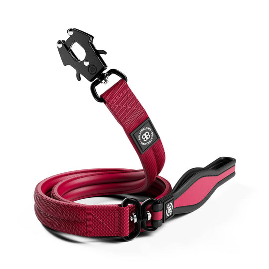 1.2m Mini Combat Lead | Foam & Neoprene Lined with Soft Handle - Burgundy - Bulletproof Pet Products Inc