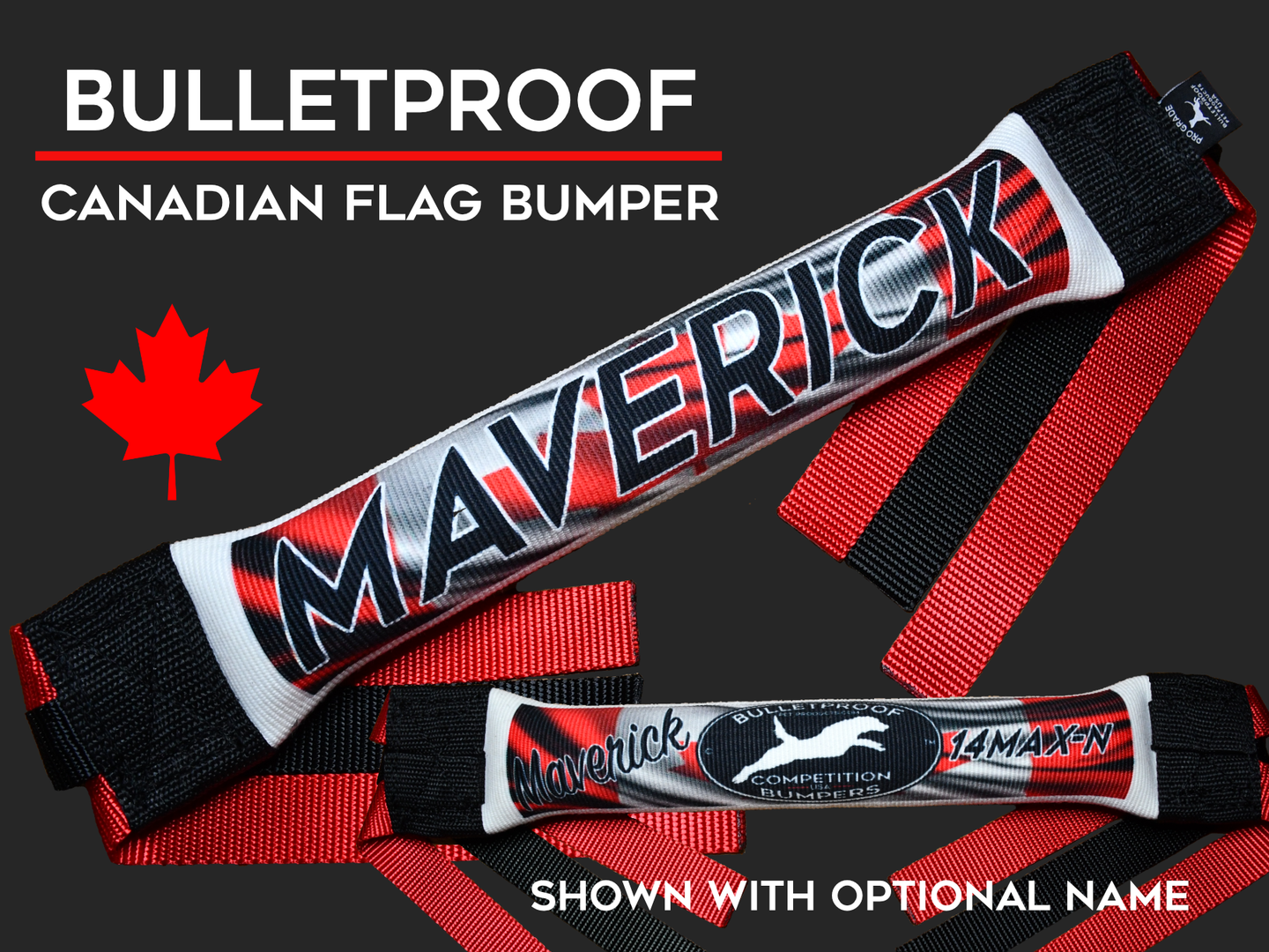 Dock Diving Bumper Tug - Competition Series Weighted - Canadian Flag - Bulletproof Pet Products Inc