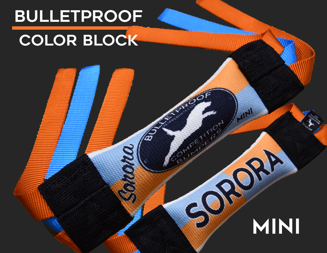 Mini Dock Diving Bumper Tug - Mini Color Block Baby Blue & Orange Color Block Competition Series - Bulletproof Pet Products Inc