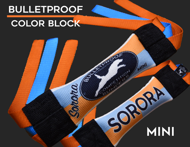 Mini Dock Diving Bumper Tug - Mini Color Block Baby Blue & Orange Color Block Competition Series - Bulletproof Pet Products Inc