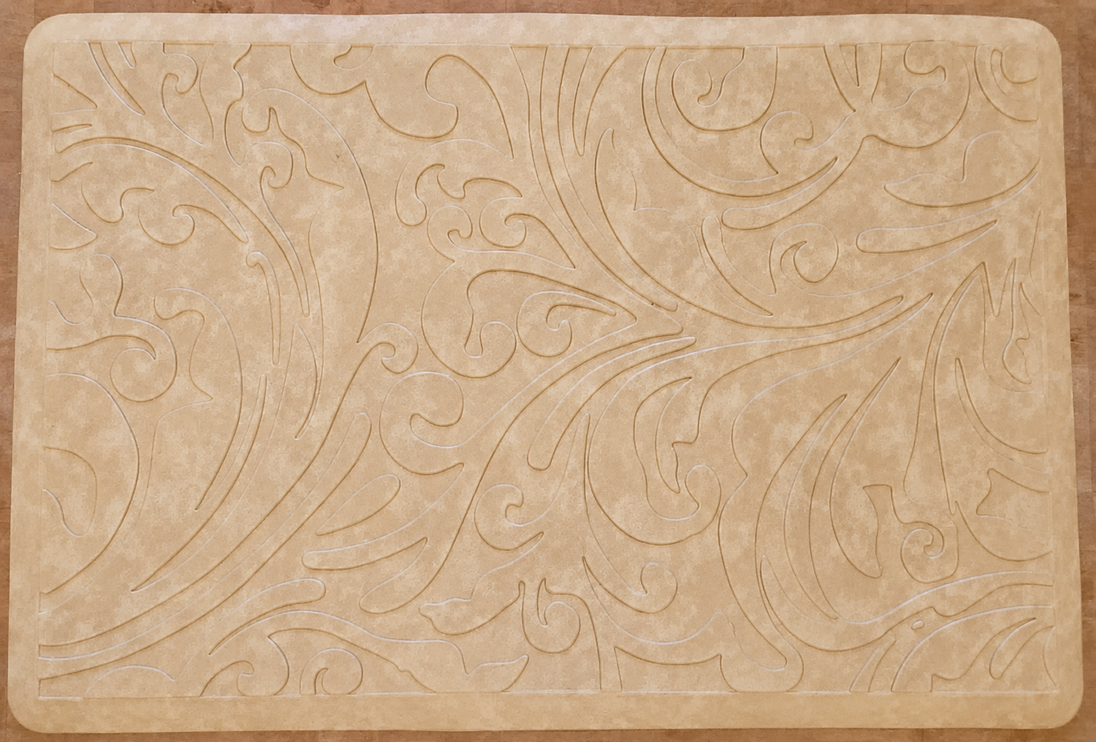 Elegant Embossed Kitchen Floor Mat Cushioned Anti Fatigue Non Slip 20" x 30" Beige - Bulletproof Pet Products Inc