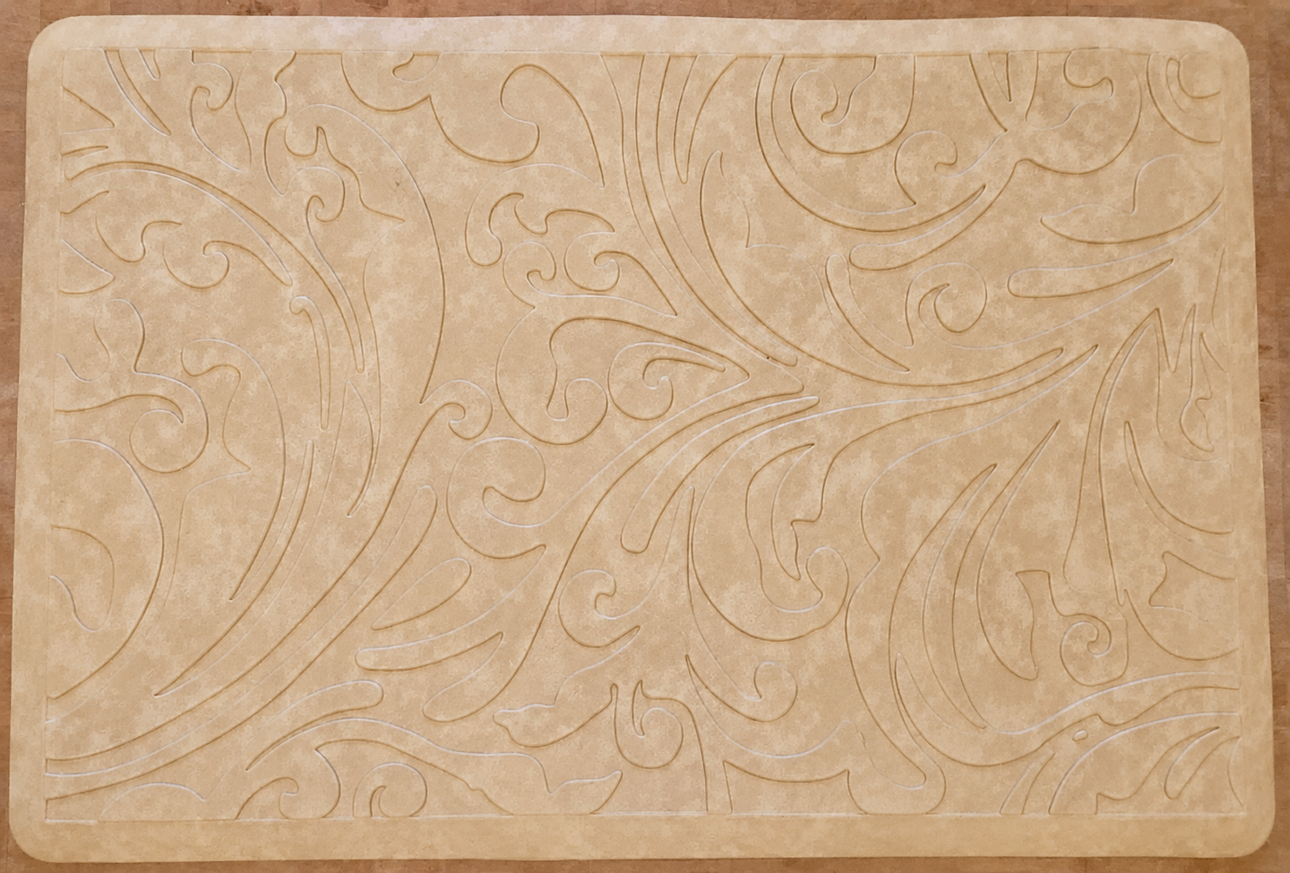 Elegant Embossed Kitchen Floor Mat Cushioned Anti Fatigue Non Slip 20" x 30" Beige - Bulletproof Pet Products Inc