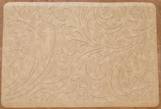 Elegant Embossed Kitchen Floor Mat Cushioned Anti Fatigue Non Slip 20" x 30" Beige - Bulletproof Pet Products Inc