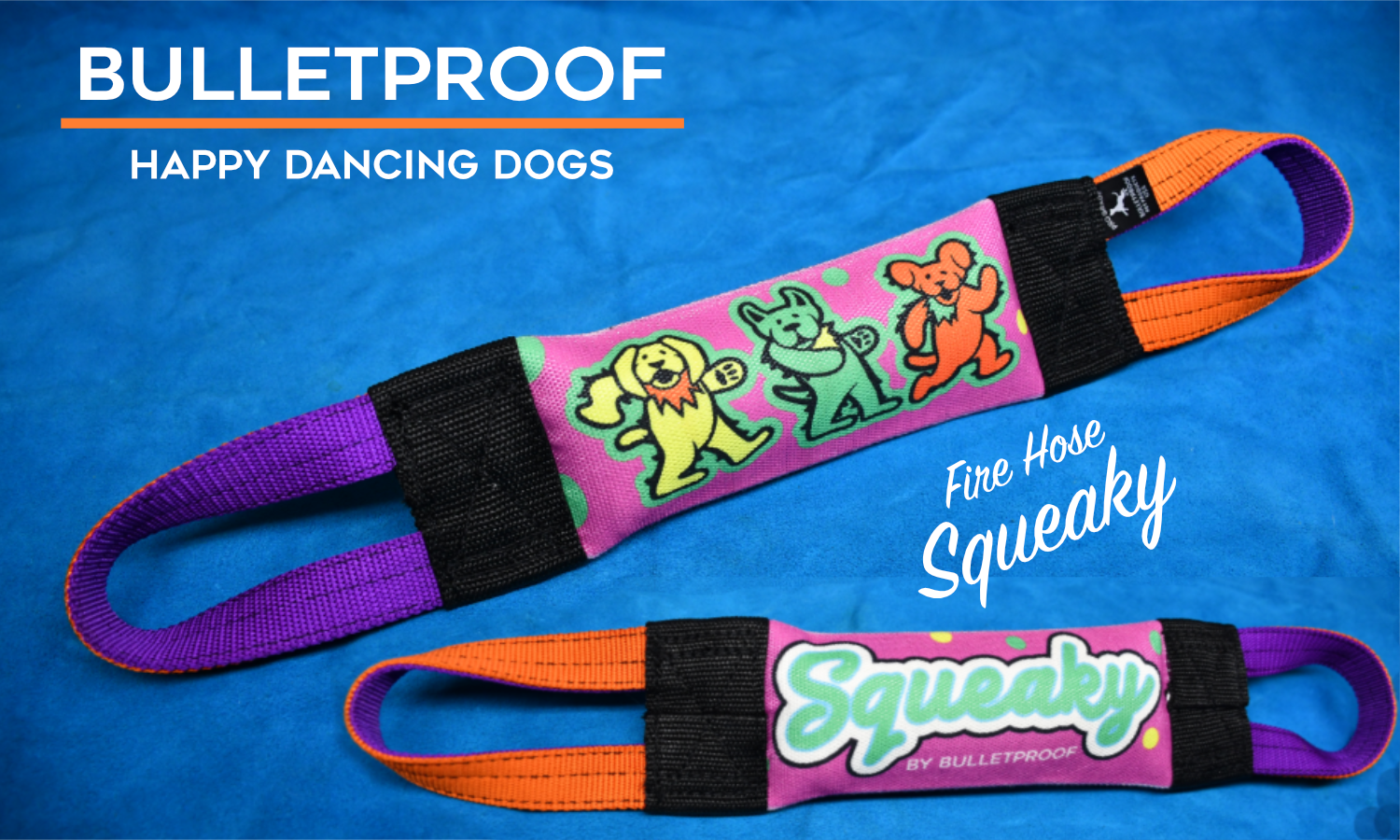Happy Dancing Dogs Fire Hose Squeaker Tug - Bulletproof Pet Products Inc
