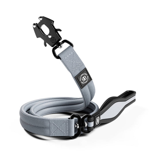 1.2m Mini Combat Lead | Foam & Neoprene Lined with Soft Handle - Metal Gray - Bulletproof Pet Products Inc