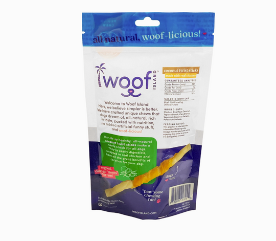 Coconut Dog Twist Treats (with Chicken) - Fits in the Indestructibone treat hole - Bulletproof Pet Products Inc