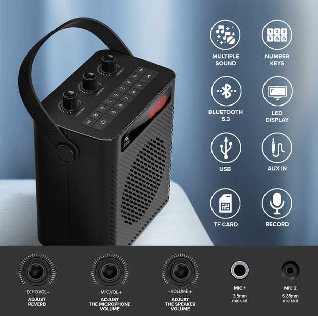 WinBridge S95 Bluetooth 5.3 Voice Amplifier with Wireless Headset Mirophone&Handheld Mic, 4 Sound Effects, Personal Megaphone Pa System Speaker for Teachers Indoor Outdoor Party - Bulletproof Pet Products Inc