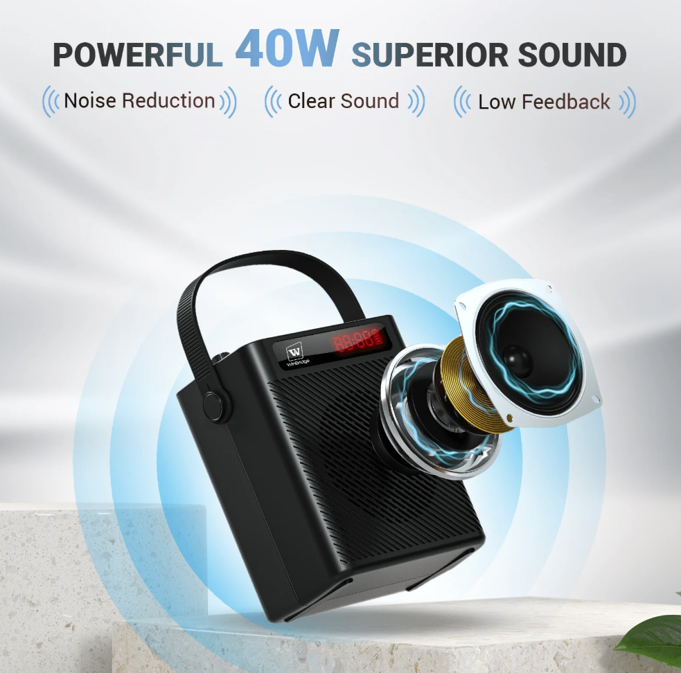 WinBridge S95 Bluetooth 5.3 Voice Amplifier with Wireless Headset Mirophone&Handheld Mic, 4 Sound Effects, Personal Megaphone Pa System Speaker for Teachers Indoor Outdoor Party - Bulletproof Pet Products Inc