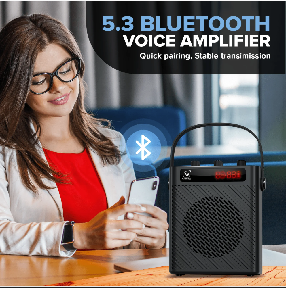 WinBridge S95 Bluetooth 5.3 Voice Amplifier with Wireless Headset Mirophone&Handheld Mic, 4 Sound Effects, Personal Megaphone Pa System Speaker for Teachers Indoor Outdoor Party - Bulletproof Pet Products Inc