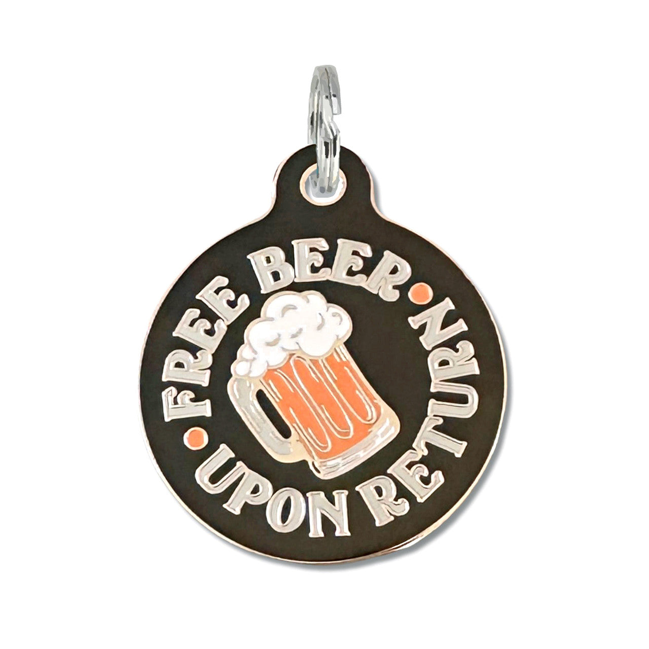 Bad Tags Black Enamel Dog Tag Charm Free Beer Upon Return