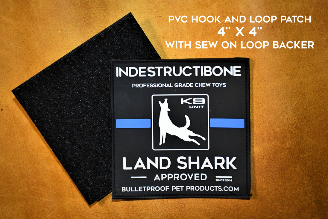 LAND SHARK HOOK AND LOOP PVC PATCH 4" X 4" - Thin blue line - Bulletproof Pet Products Inc