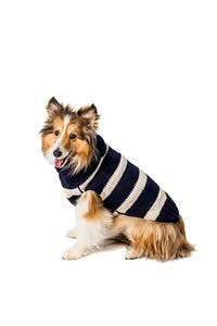 Alpaca Navy and Cream Stripe sweater - Bulletproof Pet Products Inc