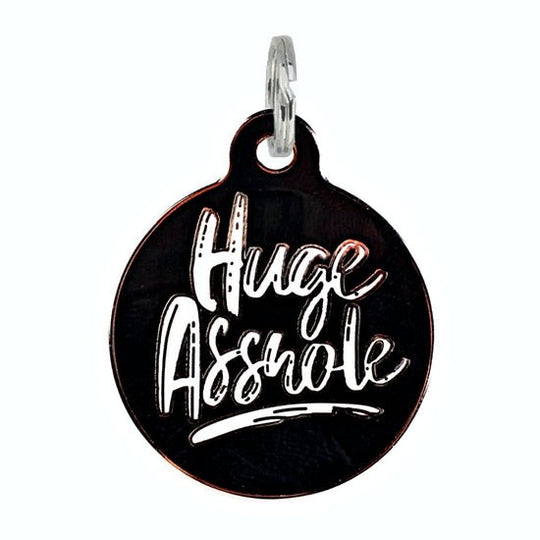 Bad Tags - Black Enamel Dog Tag Charm - Huge Asshole - Bulletproof Pet Products Inc