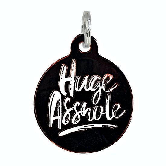 Bad Tags - Black Enamel Dog Tag Charm - Huge Asshole - Bulletproof Pet Products Inc