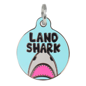 Bad Tags - Blue Enamel Dog Tag Charm - Land Shark - Bulletproof Pet Products Inc