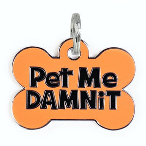 Bad Tags - Orange Enamel Dog Tag Charm - Pet Me Damnit
