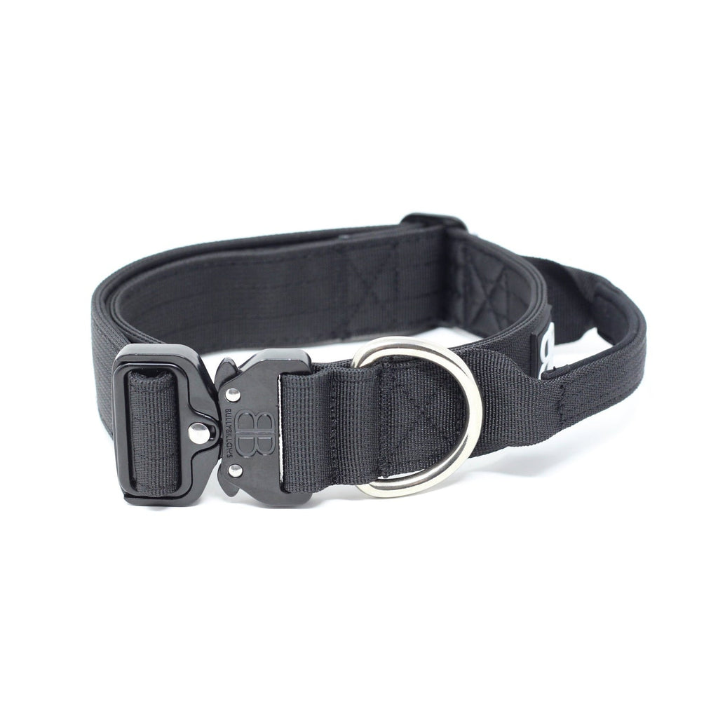 Bully Billows 1.5" (4CM) Combat Collar with handle - Black (Padded) - Bulletproof Pet Products Inc
