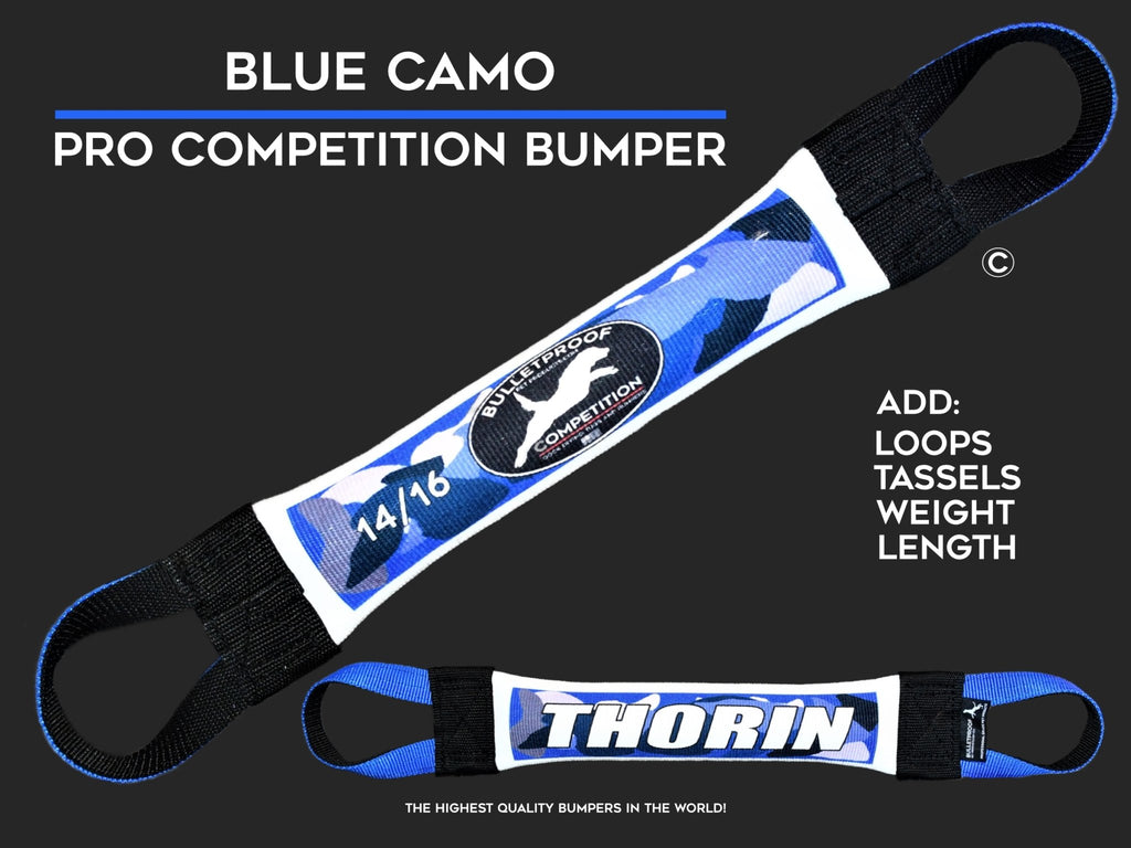 DOCK DIVING BUMPER TUG - COMPETITION SERIES WEIGHTED - BLUE CAMO - Bulletproof Pet Products Inc