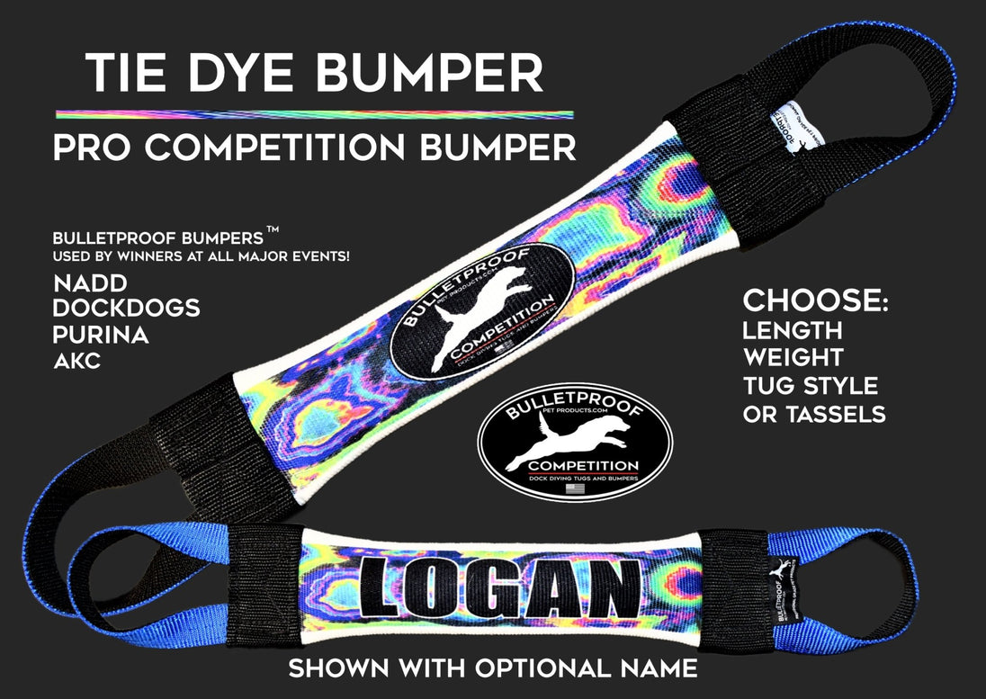 DOCK DIVING BUMPER TUG - COMPETITION SERIES WEIGHTED - TIE DYE - Bulletproof Pet Products Inc