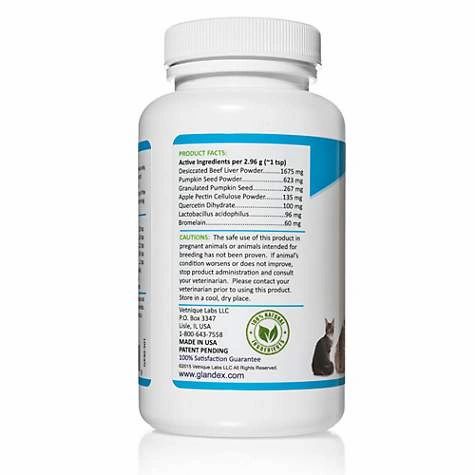 Glandex Anal Gland Beef & Liver Powder Supplement for Dogs and Cats, 2.5 oz. - Bulletproof Pet Products Inc