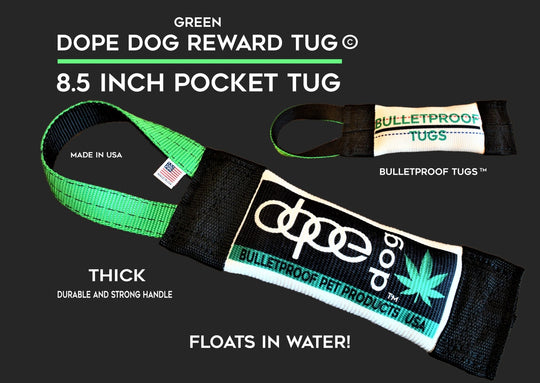 GREEN DOPE DOG POCKET FIRE HOSE TRAINING TUG - Bulletproof Pet Products Inc