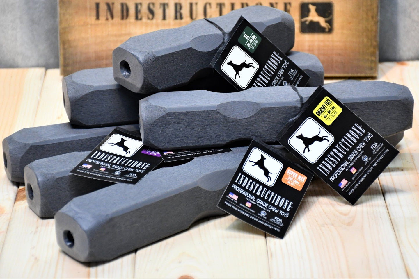 Indestructibone Super Ultimate Kennel Pack - Professional Grade Chew Toys - 6 sizes. - Bulletproof Pet Products Inc