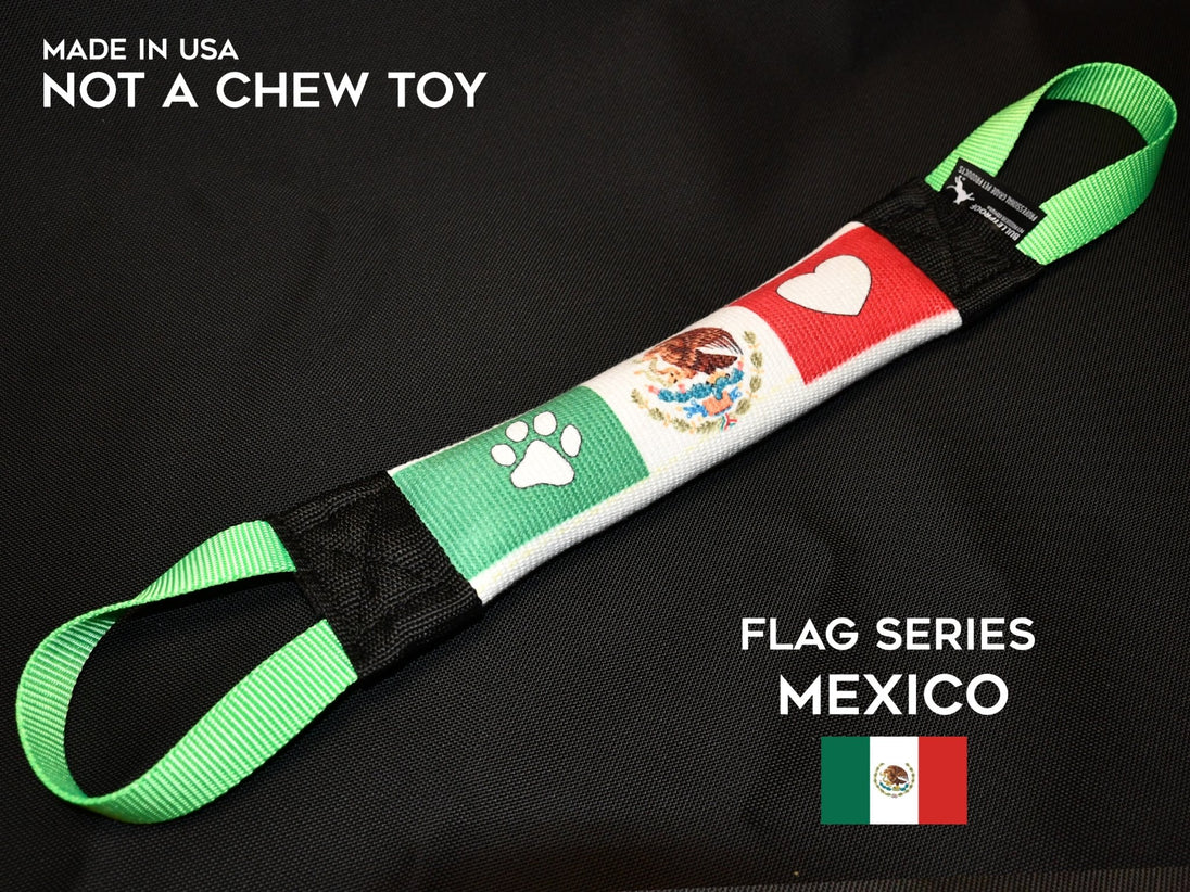 MEXICO THEMED FLAG FIRE HOSE TRAINING TUG - FLAG SERIES - Bulletproof Pet Products Inc