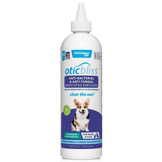 OTICBLISS™ ANTI-BACTERIAL & ANTI-FUNGAL EAR FLUSH - 12 OZ - Bulletproof Pet Products Inc