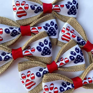 Patriotic Plaid Bow Tie Dog Collar