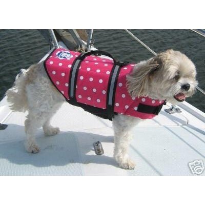 Paws Aboard - Pink Polka Dot Dog Life Jacket - Bulletproof Pet Products Inc