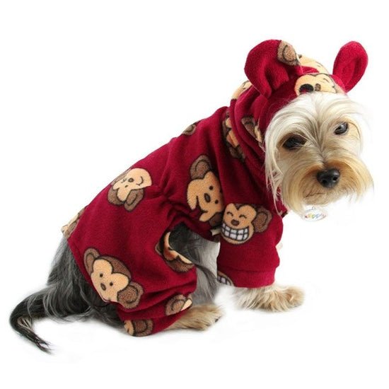 Silly Monkey Bodysuit with Hood - Burgundy - Bulletproof Pet Products Inc
